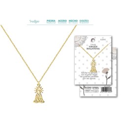 Colgante Virgen Macarena Acero Dorado - Coleccion Provincias (Sevilla)